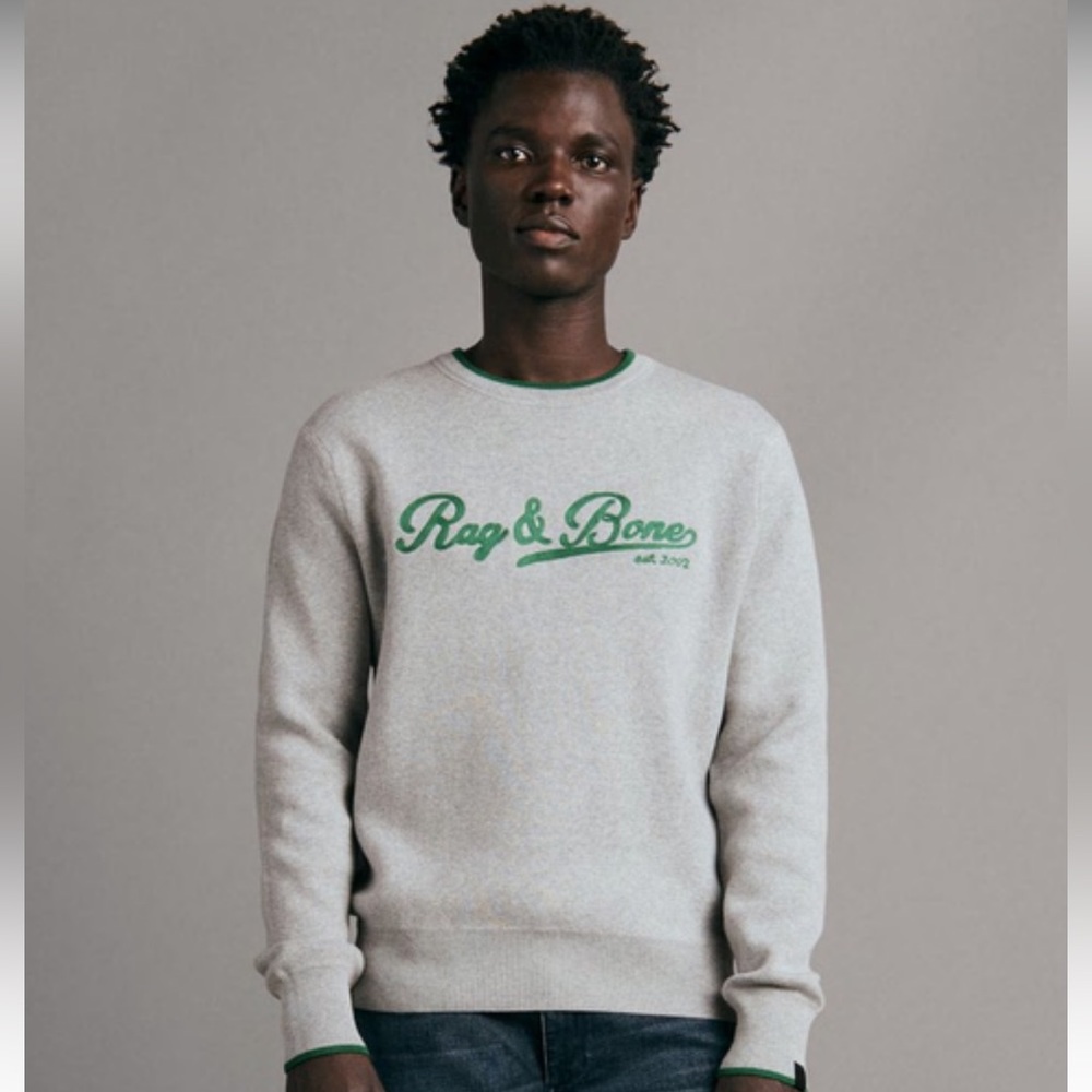 rag & bone NEW YORK | Varsity Cotton Graphic Crew *Pristine*